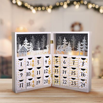 Calendar LED de Advent LED/2xAAA lemn