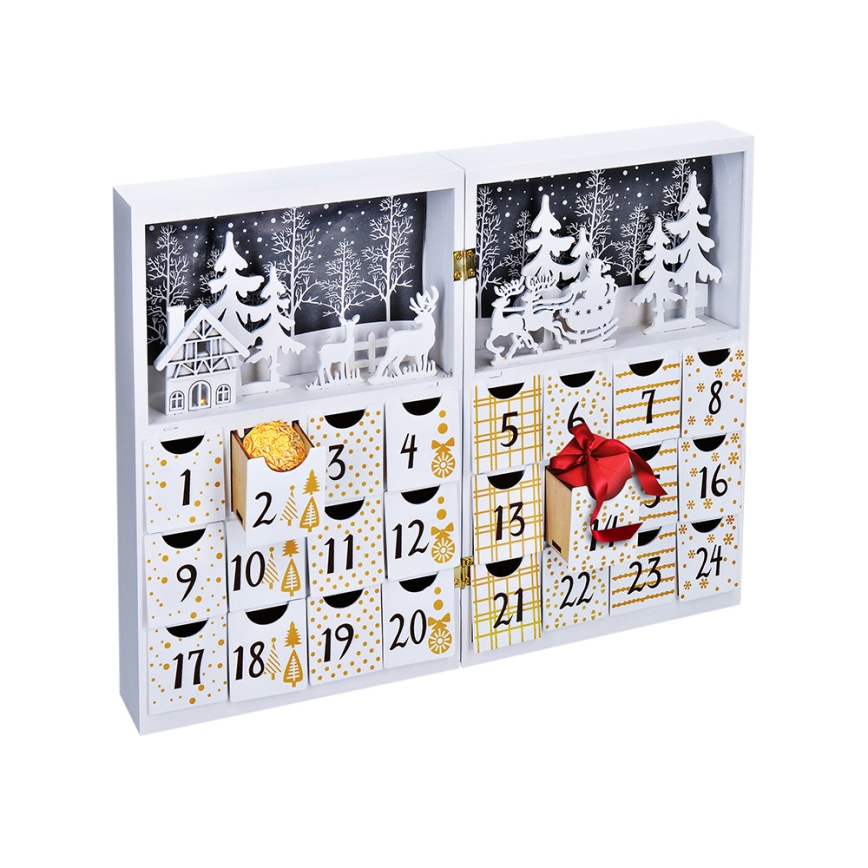 Calendar LED de Advent LED/2xAAA lemn