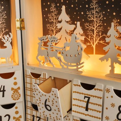 Calendar LED de Advent LED/2xAAA lemn