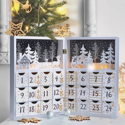 Calendar LED de Advent LED/2xAAA lemn