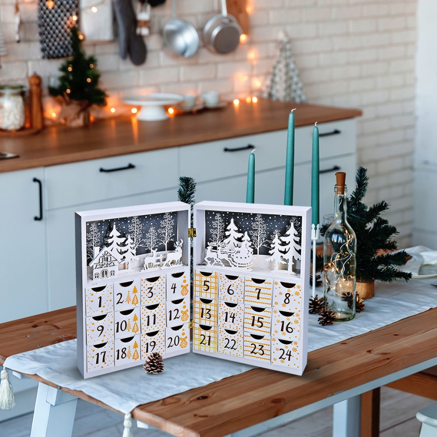 Calendar LED de Advent LED/2xAAA lemn