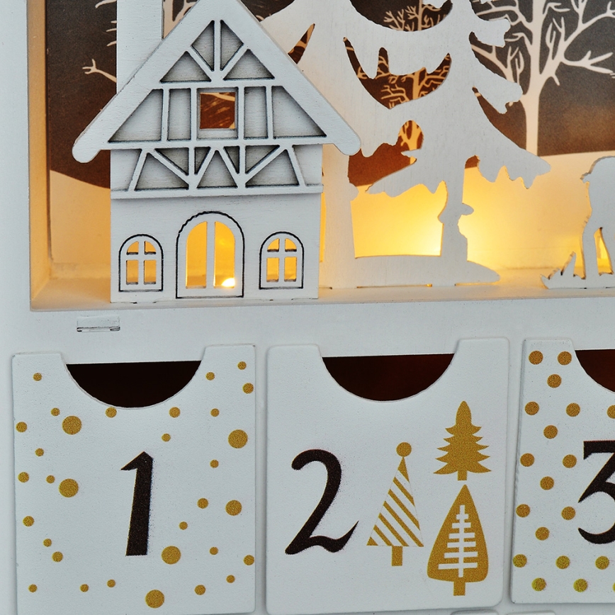 Calendar LED de Advent LED/2xAAA lemn