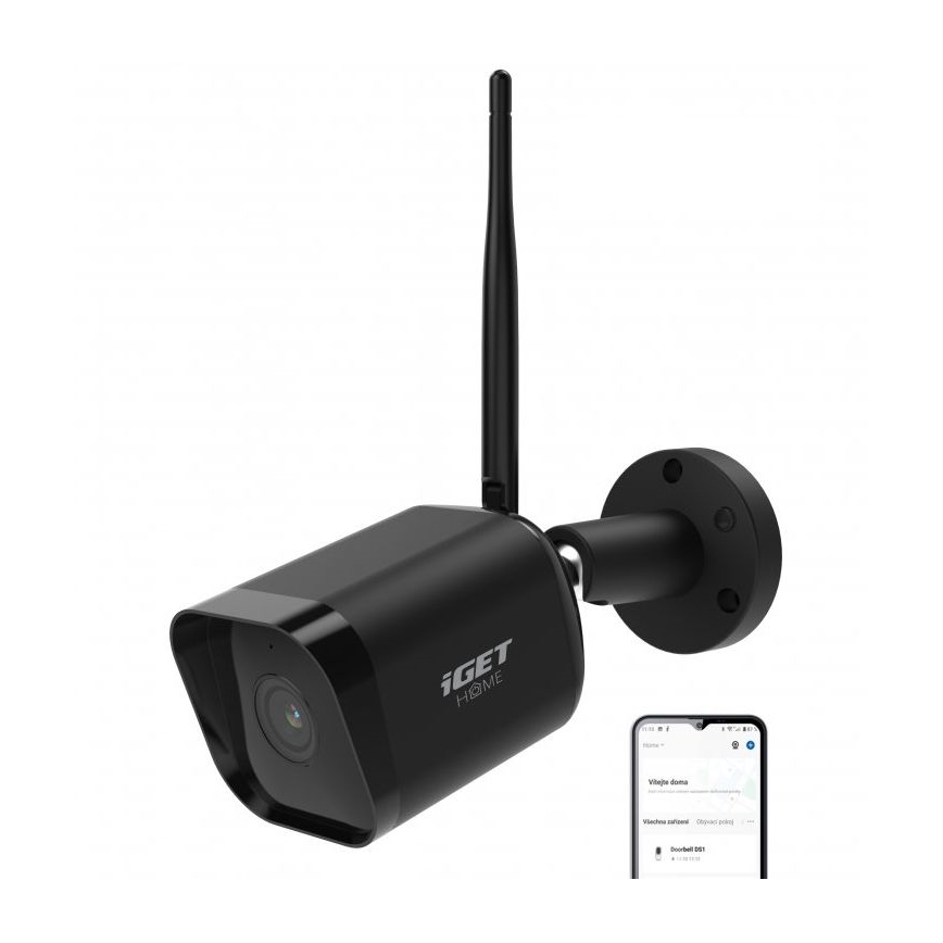 Cameră inteligentă de exterior cu senzor Full HD 1080p, 12V, IP65, Wi‑Fi, Tuya, neagră