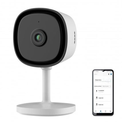 Cameră de interior inteligentă cu senzor Full HD 1080p, alimentare 5 V, Wi‑Fi, compatibilă cu Tuya, albă