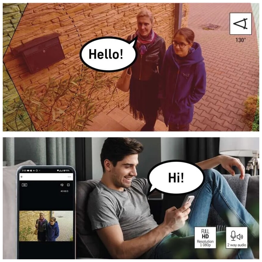 Cameră LED inteligentă de exterior cu sursă de lumină GoSmart LED/12W/230V IP65 Wi-Fi Tuya alb