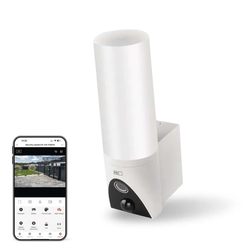 Cameră LED inteligentă de exterior cu sursă de lumină GoSmart LED/12W/230V IP65 Wi-Fi Tuya alb