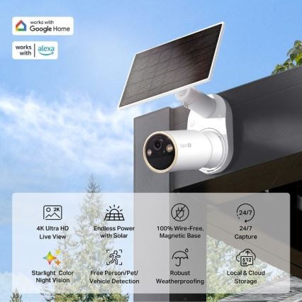 TP-Link - Cameră solară de exterior cu senzor, IP66, Wi-Fi