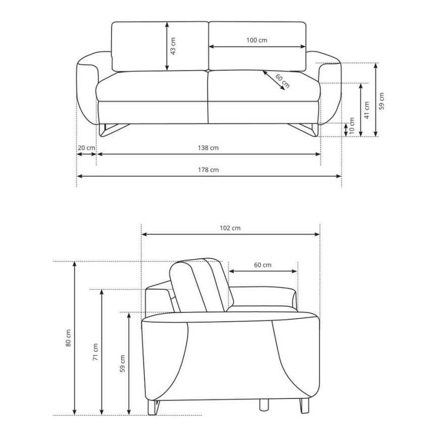 Canapea 2 locuri AVESTA gri