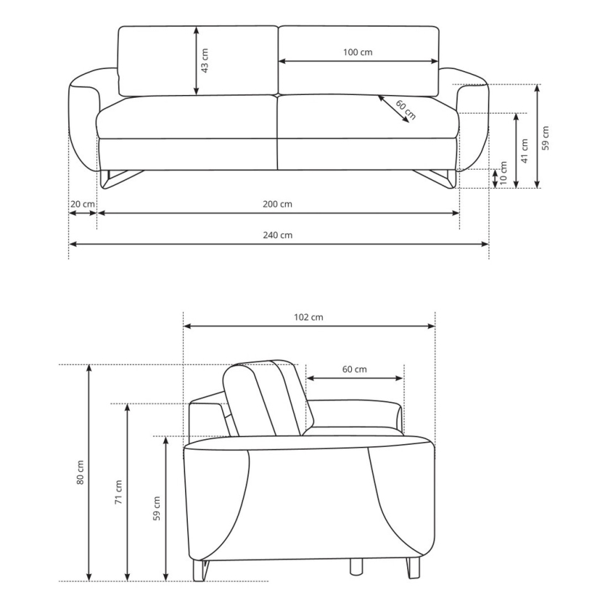 Canapea AVESTA, 3 locuri, gri