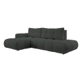 Canapea colțar extensibilă ALMADA, tapițată, cu spațiu de depozitare, formă L, stânga, antracit