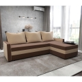 Canapea colțar extensibilă BRISTOL, tapițată, reversibilă, în formă de L, maro/bej