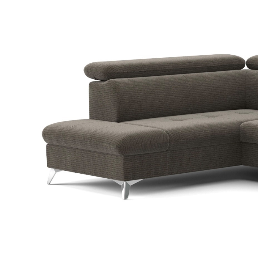 Canapea colțar extensibilă în formă de U CATANIA cu spațiu de depozitare, stânga, maro