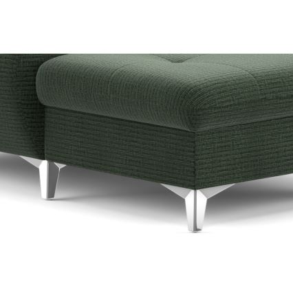 Canapea colțar extensibilă în formă de U CATANIA, cu spațiu de depozitare, partea dreaptă, verde