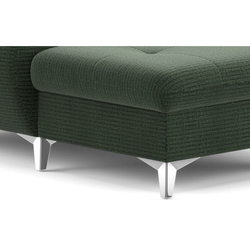 Canapea colțar extensibilă în formă de U CATANIA, cu spațiu de depozitare, partea dreaptă, verde