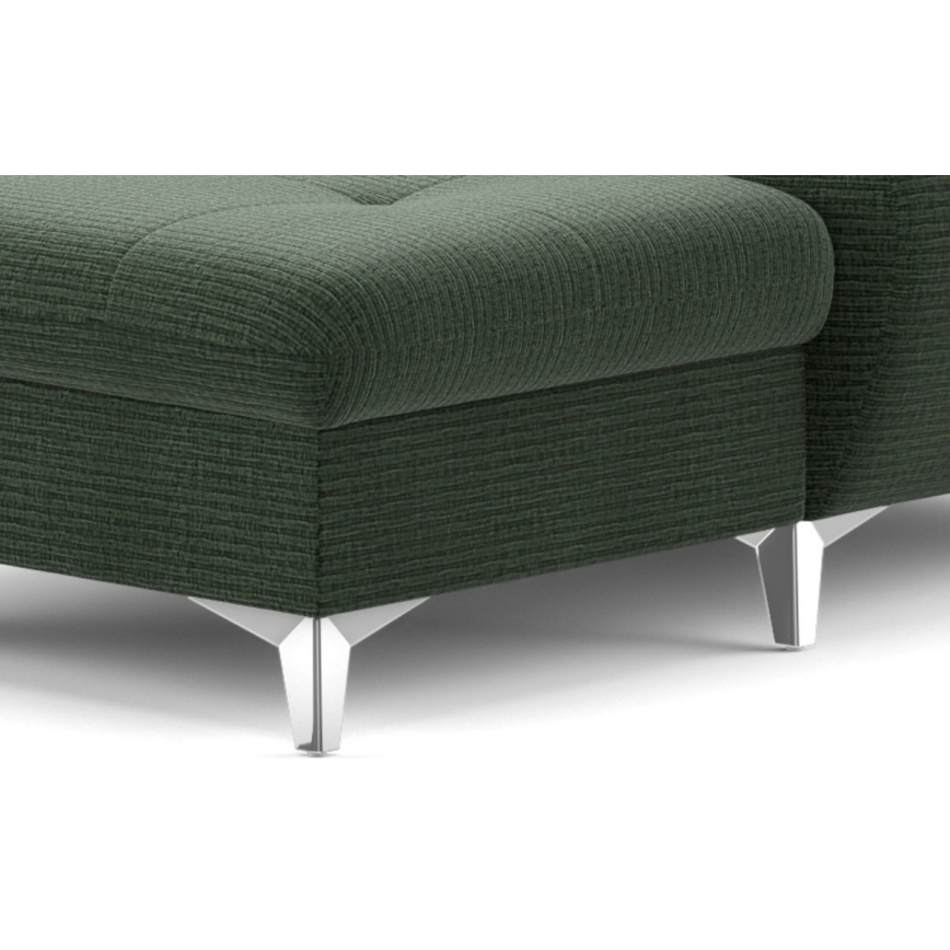 Canapea colțar extensibilă în formă de U CATANIA cu spațiu de depozitare, stânga, verde