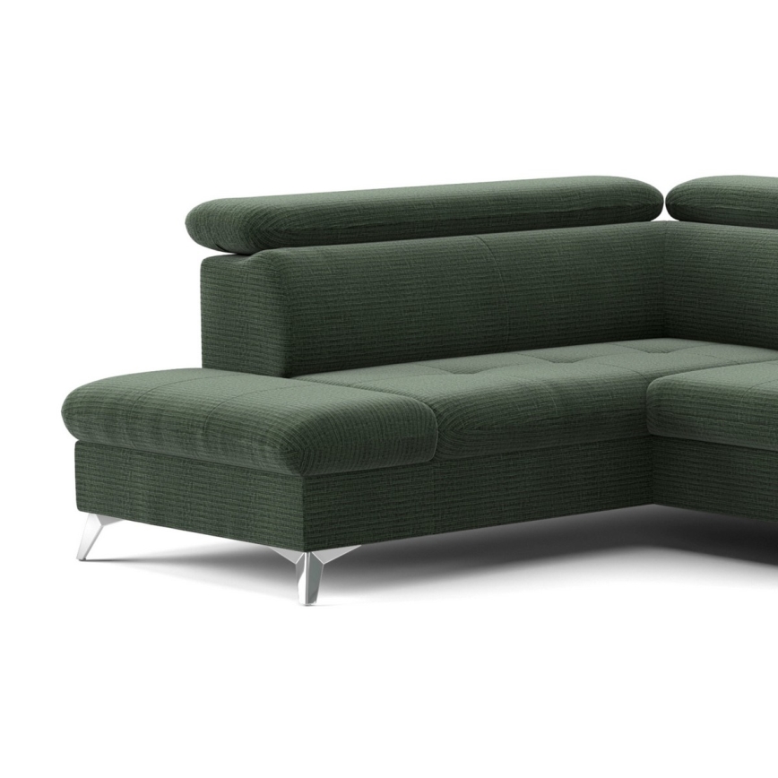 Canapea colțar extensibilă în formă de U CATANIA cu spațiu de depozitare, stânga, verde