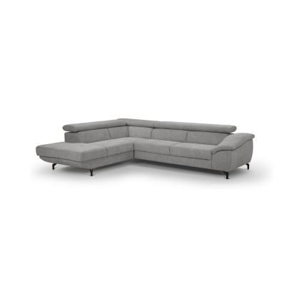 Canapea colțar extensibilă în formă de L BRESCIA cu spațiu de depozitare, stânga, gri