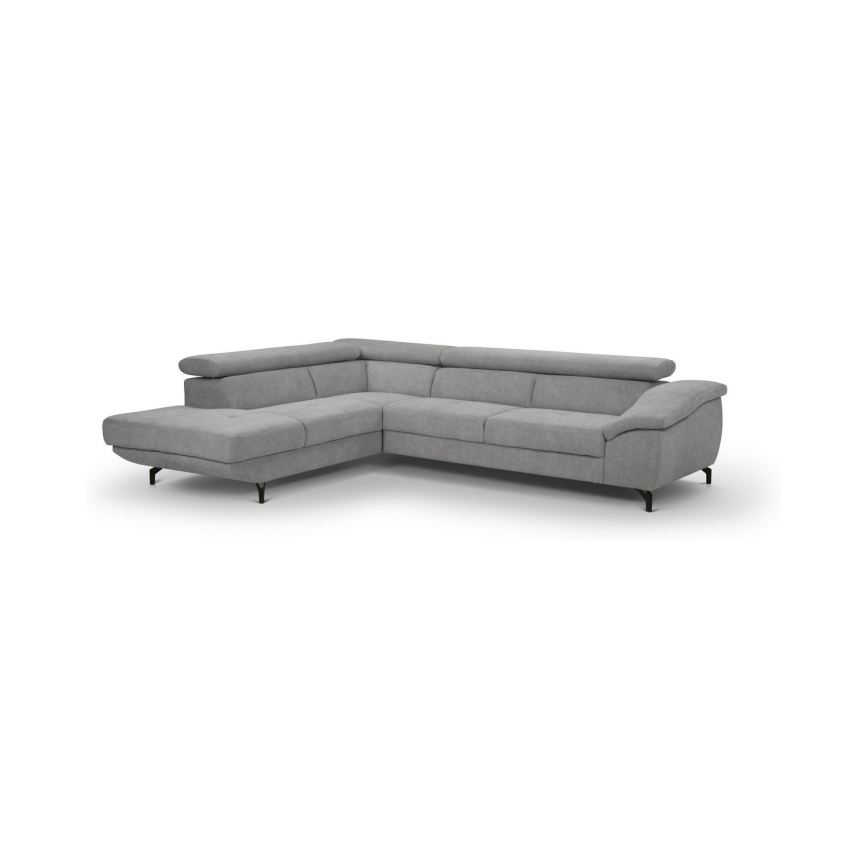 Canapea colțar extensibilă în formă de L BRESCIA cu spațiu de depozitare, stânga, gri