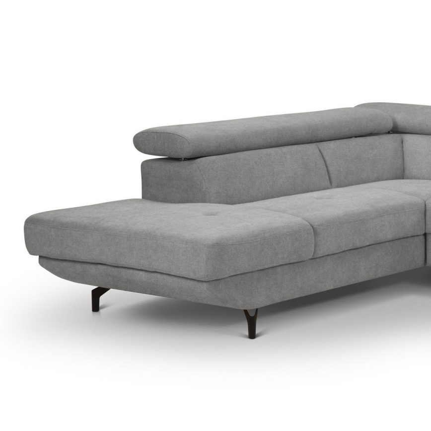 Canapea colțar extensibilă în formă de L BRESCIA cu spațiu de depozitare, stânga, gri