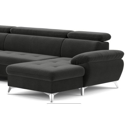 Canapea colțar extensibilă în formă de U CATANIA cu spațiu de depozitare, stânga, grafit