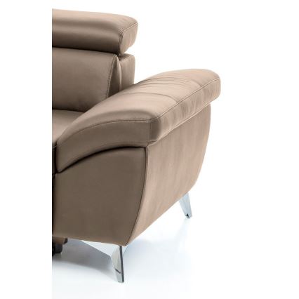 Canapea colțar extensibilă din piele în formă de L SALERNO II stânga, maro