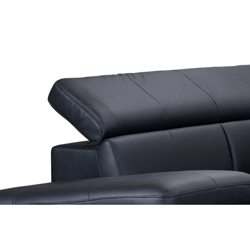Canapea colțar extensibilă din piele, model SALERNO II, formă în L, stânga, negru
