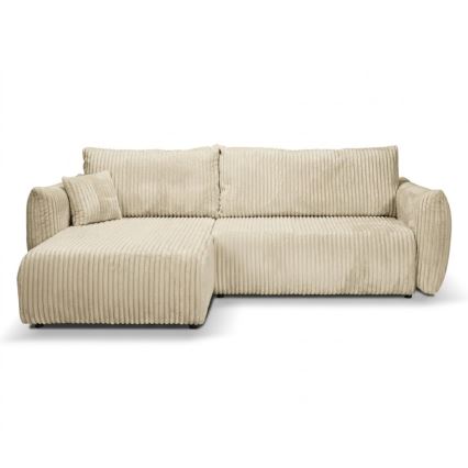 Colțar extensibil FRIDA, reversibil, în formă de L, cu spațiu de depozitare, crem