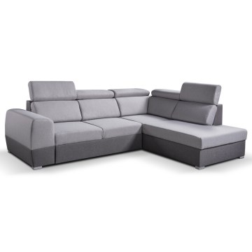 Canapea colțar extensibilă în formă de L cu spațiu de depozitare MATRIX, gri, partea dreaptă
