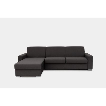 Canapea colțar extensibilă pentru dormit zilnic, cu spațiu de depozitare, în formă de L, model LEKA, stânga, maro