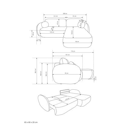 Canapea colțar extensibilă OLBIA în formă de L, cu spațiu de depozitare, pe partea stângă, bej
