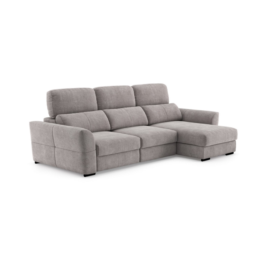 Canapea colțar extensibilă universală TRENTO, 3 locuri, cu spațiu de depozitare, taupe