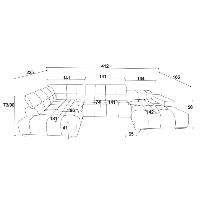Colțar în formă de U TROPEA stânga, bej