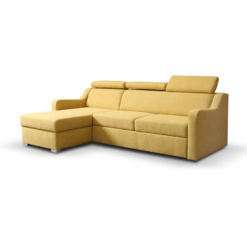 Canapea colțar universală extensibilă PORTO, galbenă, cu spațiu de depozitare