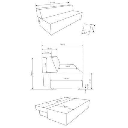Canapea extensibilă 3 locuri cu spațiu de depozitare TERAMO, bej