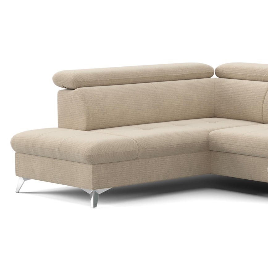 Canapea colțar extensibilă în formă de U CATANIA cu spațiu de depozitare, versiunea stânga, culoare bej