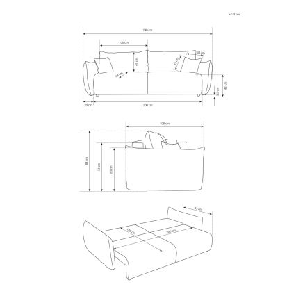 Canapea extensibilă FRIDA, 2 locuri, maro