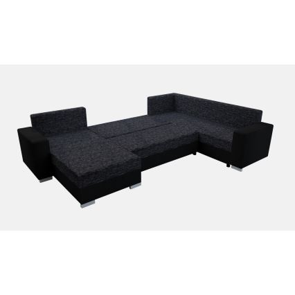 Canapea extensibilă în U, tapițată, universală YORK, negru/antracit