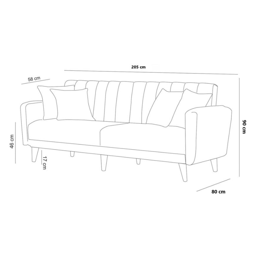 Canapea extensibilă KITO, 2 locuri, gri