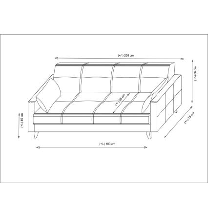 Canapea extensibilă KORFU, 3 locuri, gri deschis