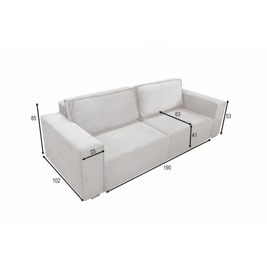 Canapea extensibilă RONDA, 3 locuri, cu spațiu de depozitare, bej