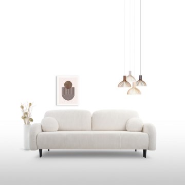 Canapea extensibilă tapițată CLOUDY, 3 locuri, crem