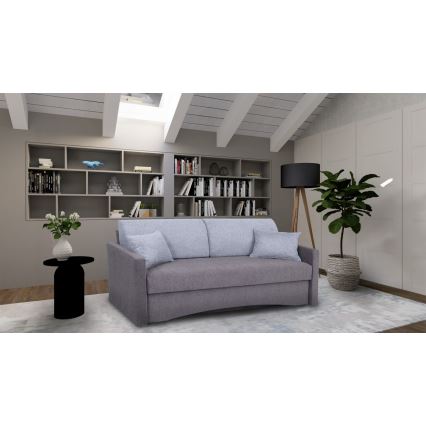 Canapea tapițată extensibilă PAUL, 3 locuri, pentru utilizare zilnică, cu cotiere, gri
