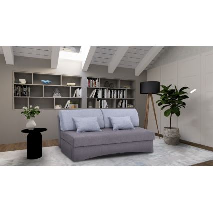 Canapea extensibilă tapițată PAUL, 3 locuri, ideală pentru dormit zilnic, fără cotiere, gri