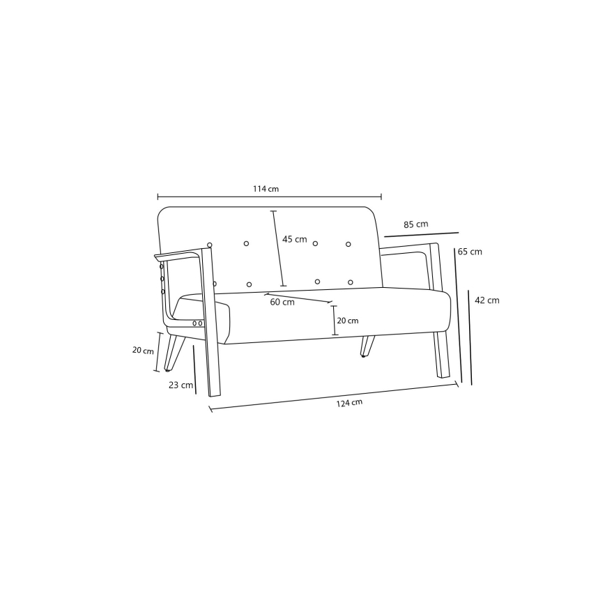 Canapea TUMI, 2 locuri, gri antracit
