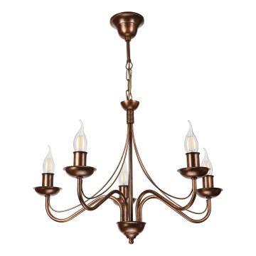 Candelabru ANTON cu lanț, 5 x E14 / 15W / 230V, bronz