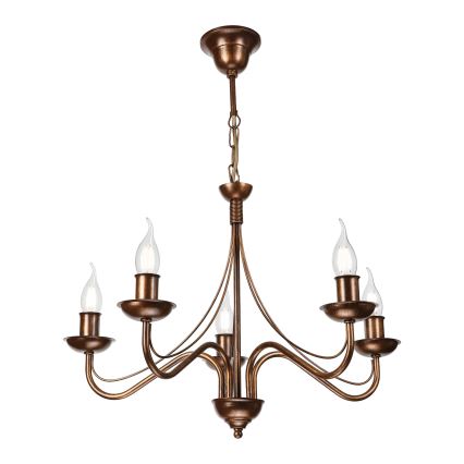 Candelabru ANTON cu lanț, 5 x E14 / 15W / 230V, bronz