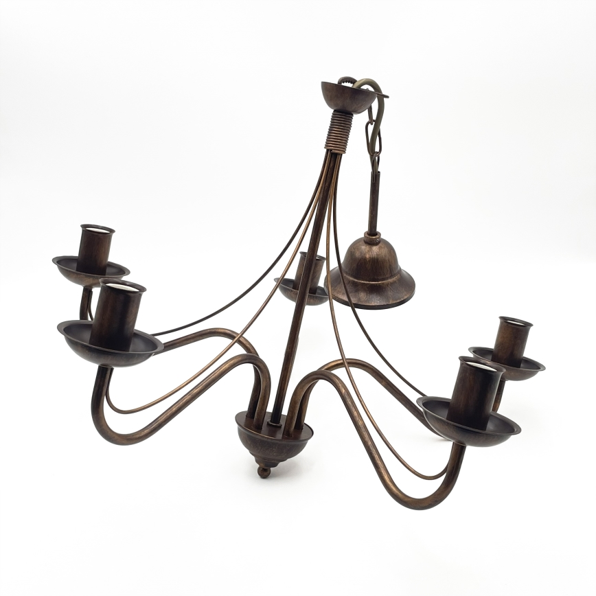 Candelabru ANTON cu lanț, 5 x E14 / 15W / 230V, bronz