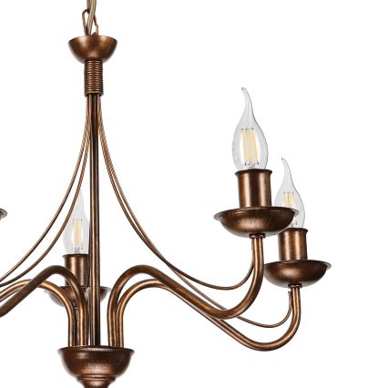 Candelabru ANTON cu lanț, 5 x E14 / 15W / 230V, bronz