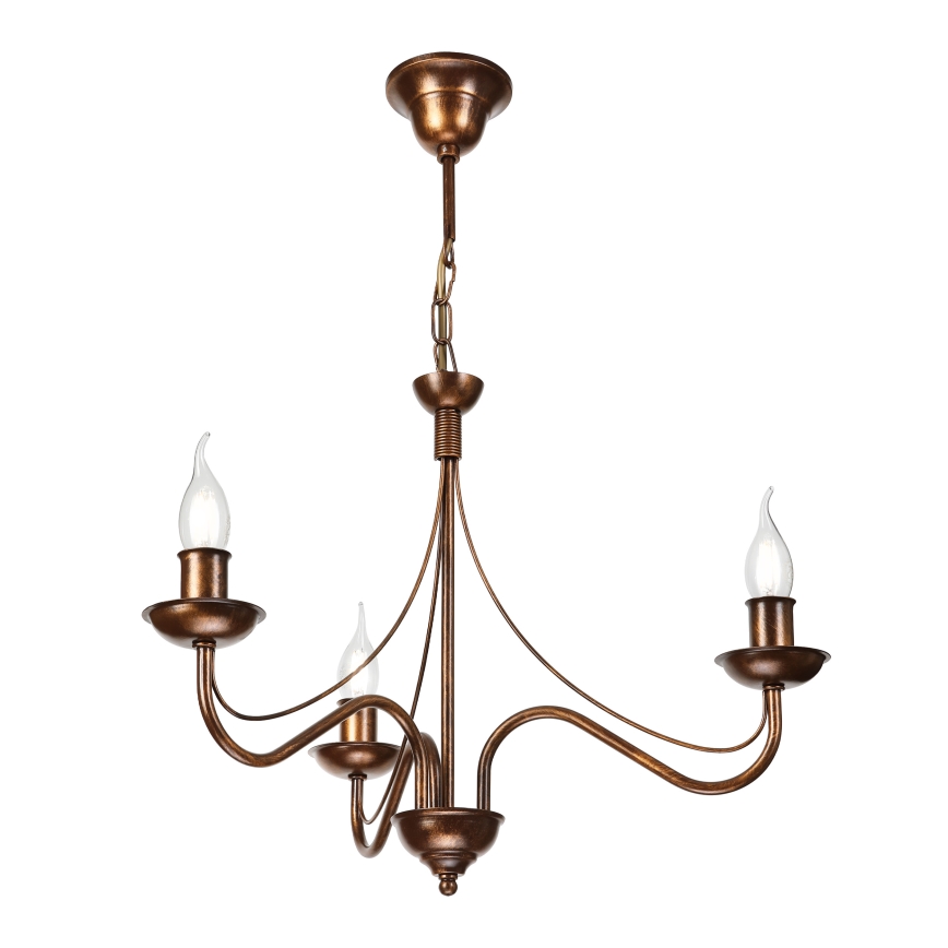 Candelabru ANTON pe lanț, 3x E14/15W/230V, finisaj bronz