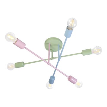 Candelabru aplicat CAMBRIDGE, 6 x E27, 15 W, 230 V, verde/albastru/roz